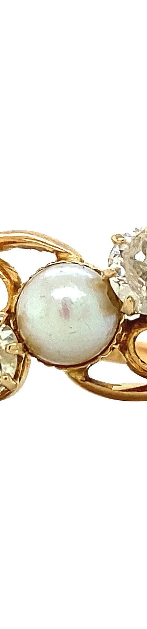 Vintage 14K Gold Ring with Pearl and Diamond